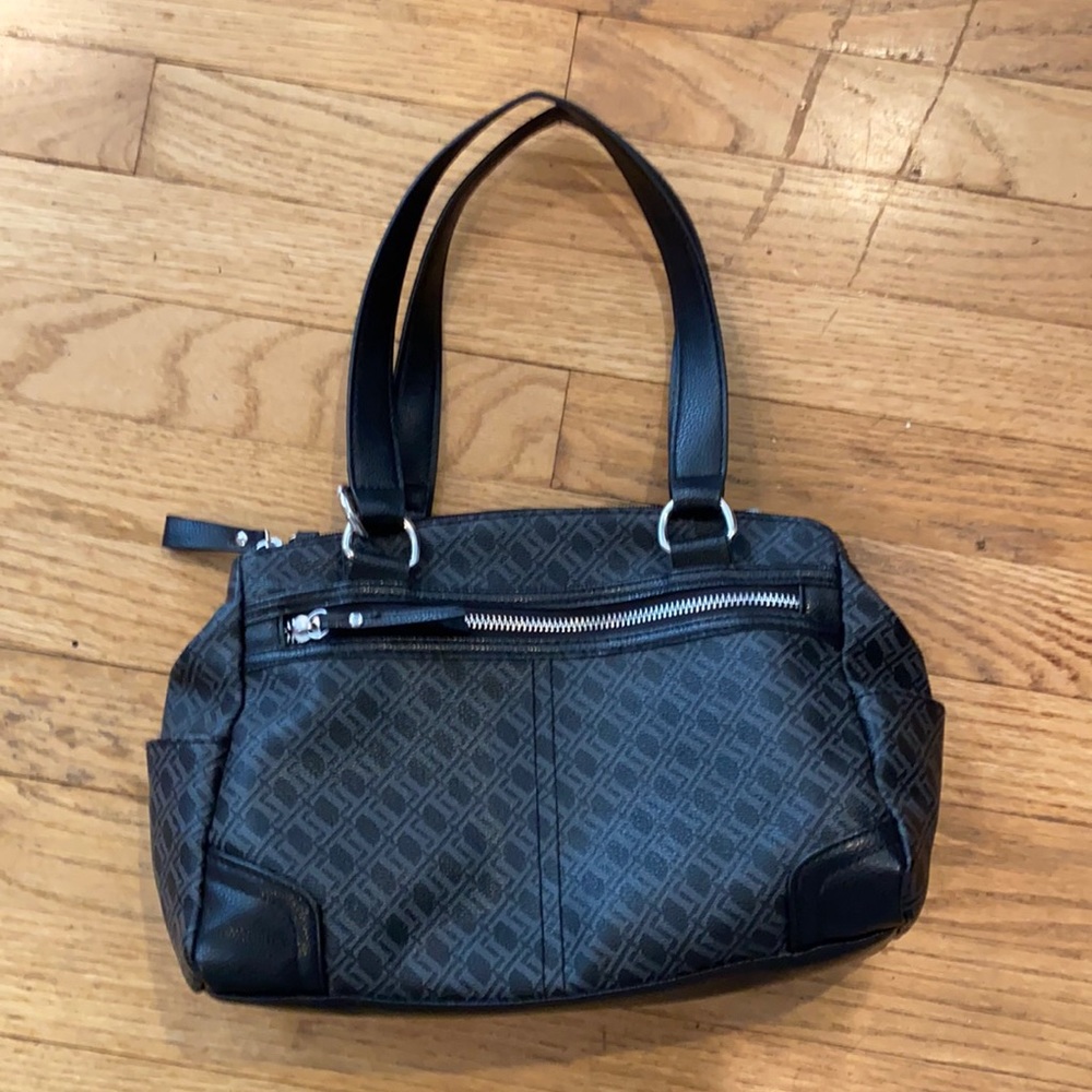 Grey and black shoulder bag